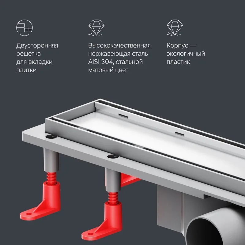 Душевой трап (лоток) AM.PM PrimeFlow Tile 50 см, сталь матовая Sancos — официальный сайт