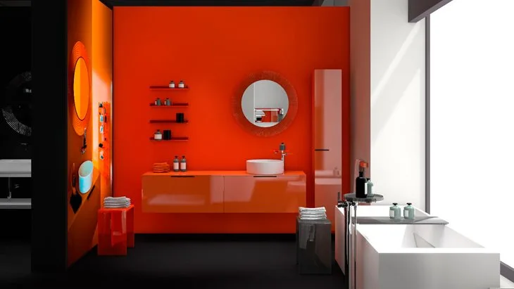 Зеркало круглое Laufen Kartell by Laufen 80 оранжевое, с подсветкой Sancos — официальный сайт