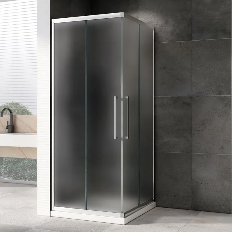 Душевой уголок Abber Schwarzer Diamant AG02090MH 90x90, профиль хром матовый, стекло матовое Sancos — официальный сайт