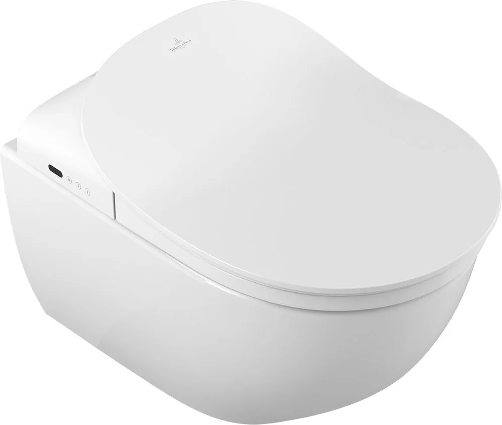 Крышка-сиденье Villeroy & Boch Viclean V02E L401 с микролифтом, петли хром, функция биде Sancos — официальный сайт