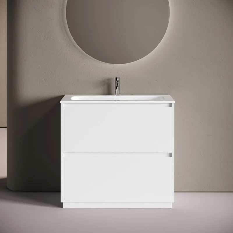 Тумба с раковиной Sancos Libra Floor 90 напольный, белый глянец, раковина СN7019 Sancos — официальный сайт