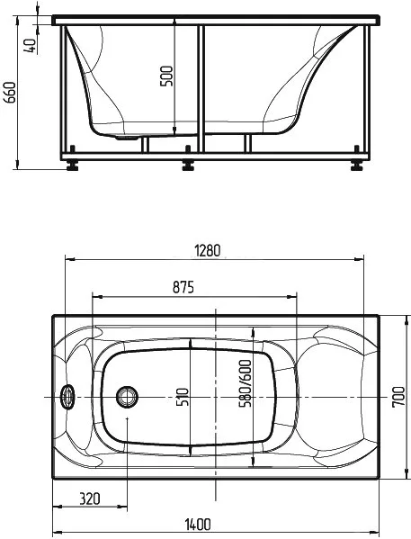 Акриловая ванна AQUATEK Альфа ALF140-0000019 140x70 см, правая, пристенная, белая, с каркасом Sancos — официальный сайт