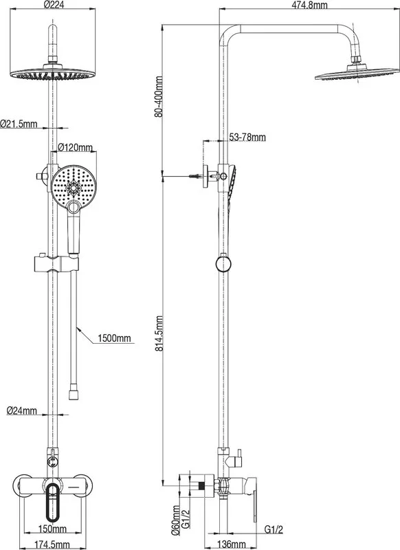 Душевая стойка Wonzon & Woghand WW-B2166-A-MW, матовая белая Sancos — официальный сайт