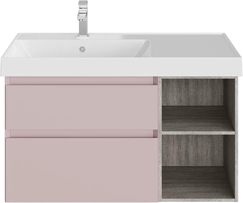 Тумба под раковину без столешницы KERAMA MARAZZI Cubo 90 левая, мальва матовая-древесная Sancos — официальный сайт