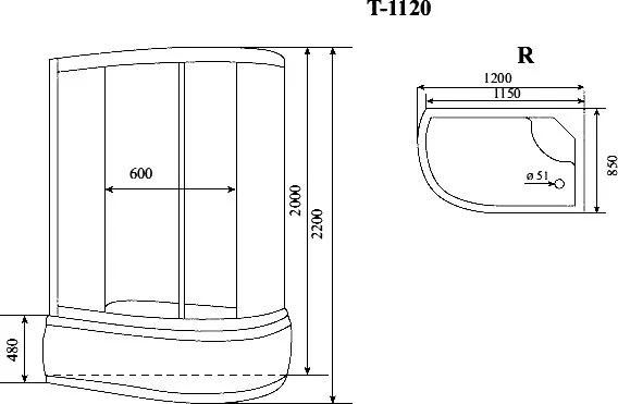 Душевая кабина Timo Standart T-6620SFR Silver Fabric R с высоким поддоном Sancos — официальный сайт