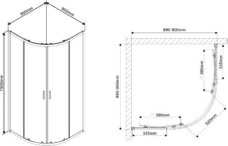 Душевой уголок Vincea Scala VSQ-2SC900CL 90x90, профиль хром, стекло прозрачное Sancos — официальный сайт
