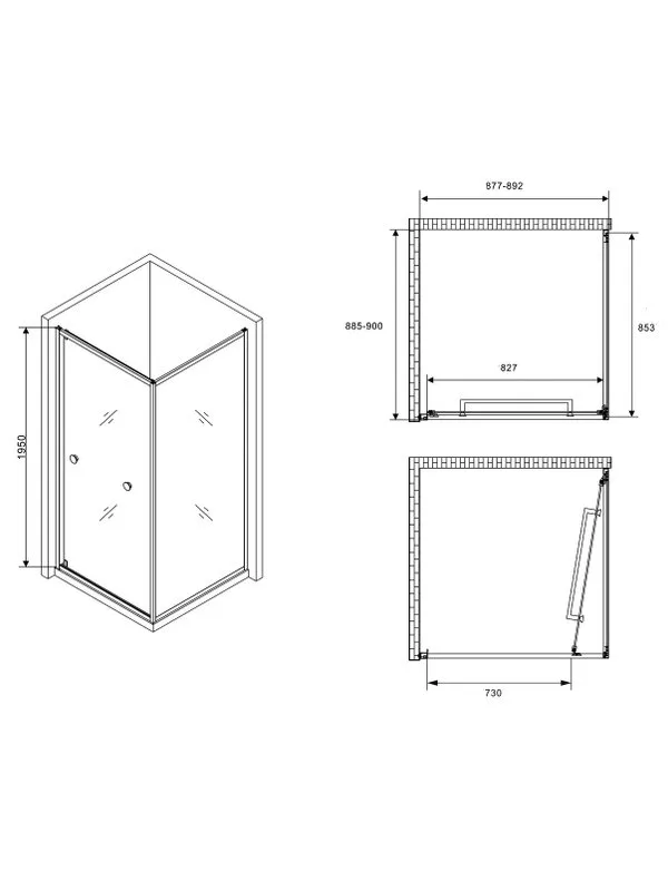 Душевой уголок Abber Schwarzer Diamant AG0A090 90х90 см, профиль матовый хром, стекло прозрачное Sancos — официальный сайт