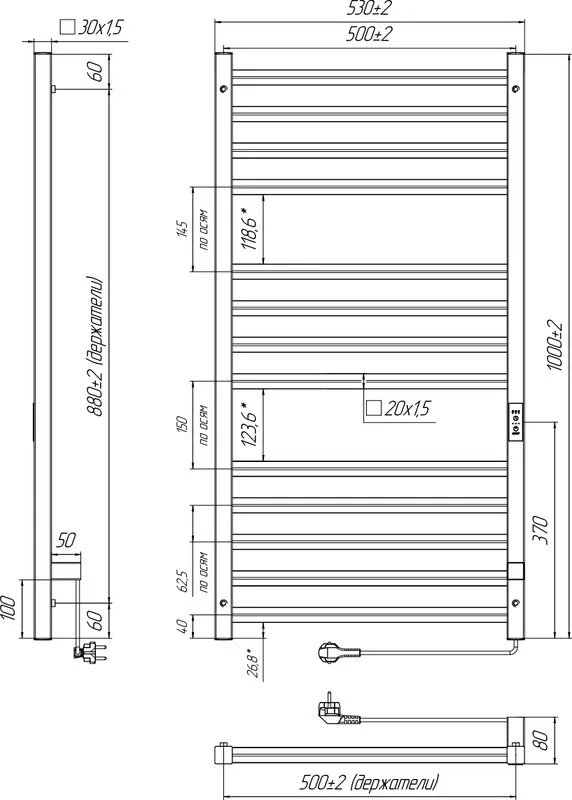Полотенцесушитель электрический Indigo Attic Romb LСLATCRE100-50Rt серебристый Sancos — официальный сайт
