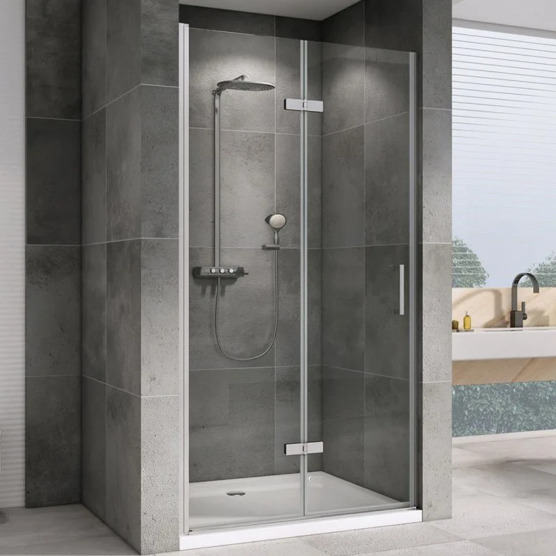 Душевая дверь в нишу Abber Zart AG08080P 80 см, профиль хром, стекло прозрачное Sancos — официальный сайт