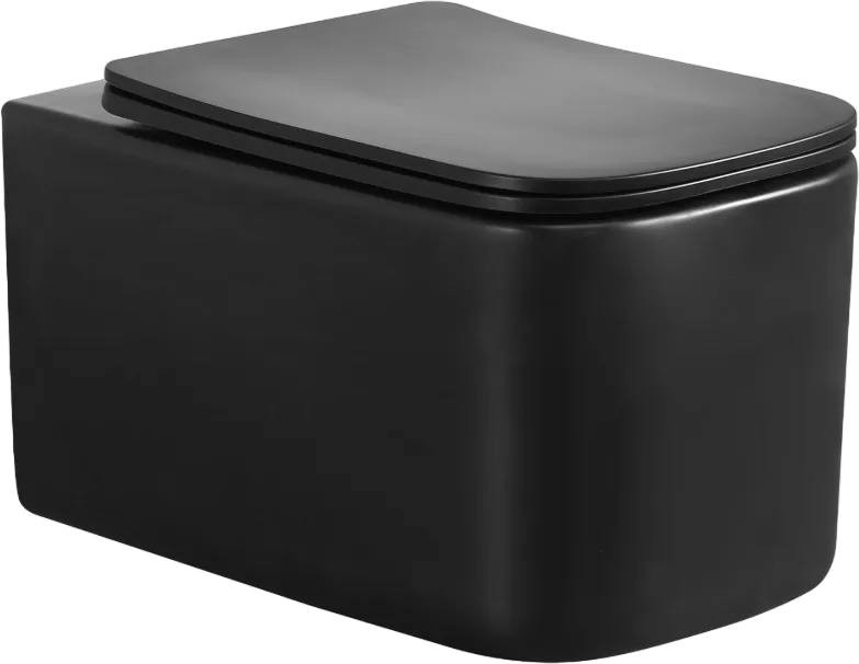 Унитаз подвесной Boheme Mane 970-SET-B безободковый, с микролифтом, черный матовый Sancos — официальный сайт