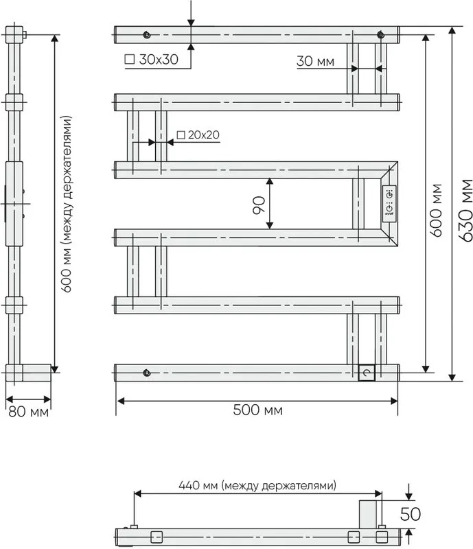 Полотенцесушитель электрический Indigo Muza DGM60-50GFMRt graphite metallic Sancos — официальный сайт