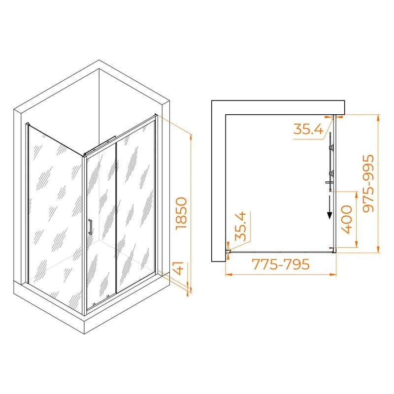 Душевой уголок RGW Passage PA-145 (775-795)x(975-995)x1850 профиль хром Sancos — официальный сайт