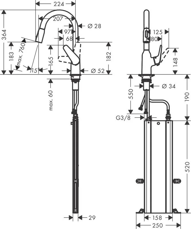 Смеситель для кухни Hansgrohe Focus M42 71821000 хром Sancos — официальный сайт