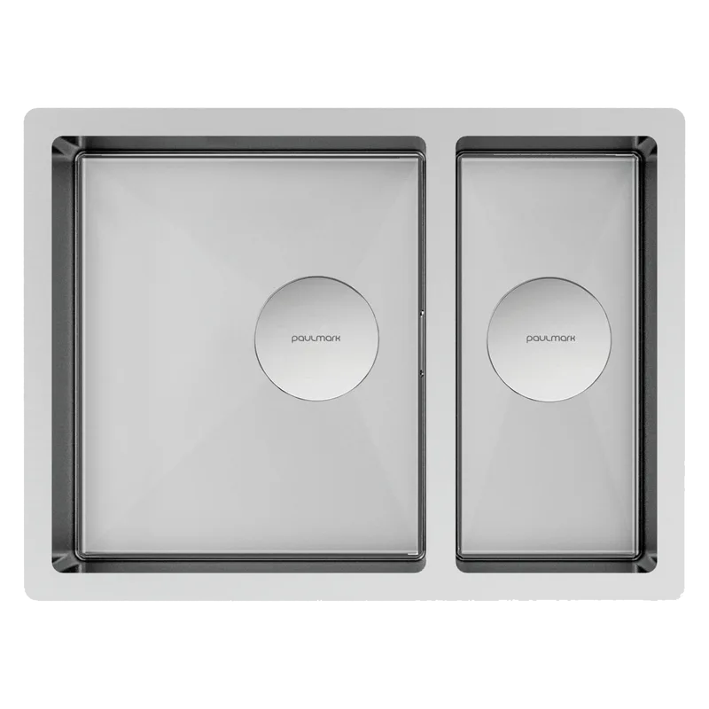 Мойка кухонная Paulmark Next 58/2S UNI PM225844-BS брашированная нержавеющая сталь Sancos — официальный сайт