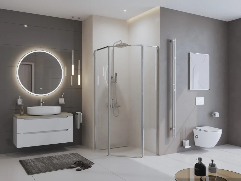 Душевой уголок BelBagno Uno 195 PH 1 100/80  C Cr стекло прозрачное Sancos — официальный сайт