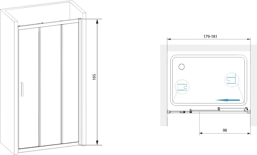 Душевой уголок RGW Passage PA-13+90 см (179-181)x90x195 профиль хром, стекло прозрачное Sancos — официальный сайт