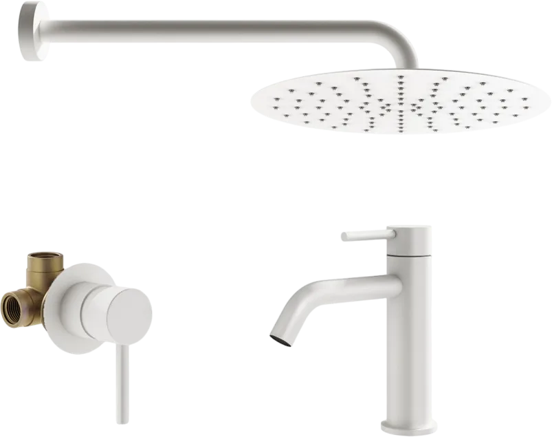 Комплект для ванной Plumberia Selection Ixo KITXO01BO53 С ВНУТРЕННЕЙ ЧАСТЬЮ, белый матовый Sancos — официальный сайт