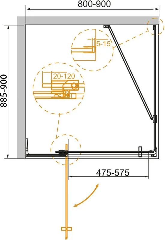 Душевой уголок Cezares Slider AH 1 80/90 90 C Cr Sancos — официальный сайт