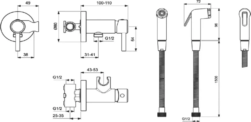 Гигиенический душ Ideal Standard IdealSpray BD130AA со смесителем, С ВНУТРЕННЕЙ ЧАСТЬЮ Sancos — официальный сайт