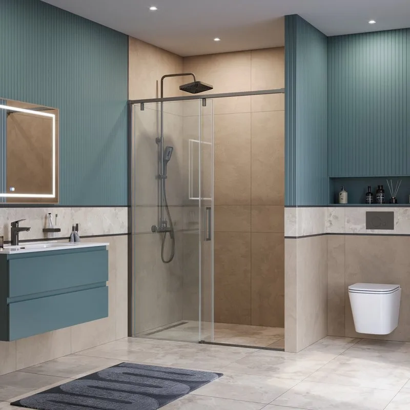 Душевая дверь в нишу BelBagno Soft Close-1 BF-1-130-C-GM профиль оружейная сталь Sancos — официальный сайт