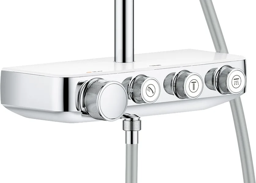 Душевая стойка Grohe Euphoria SmartControl 310 Duo 26507LS0, белая луна, с термостатом Sancos — официальный сайт