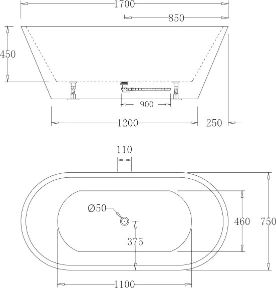 Акриловая ванна BelBagno BB61-1700-W0 170x75 см, отдельностоящая, белая, овальная, на ножках Sancos — официальный сайт