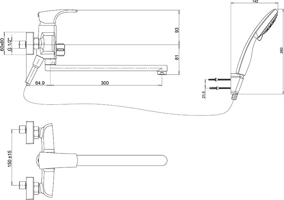 Смеситель с длинным изливом для ванны Paini Angel ANCR112P20LMKM Sancos — официальный сайт