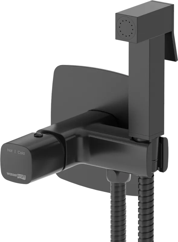 Гигиенический душ Wasserkraft Nuthe 9138 со смесителем, С ВНУТРЕННЕЙ ЧАСТЬЮ, черный soft-touch Sancos — официальный сайт
