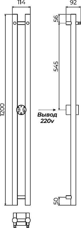 Полотенцесушитель электрический Terminus Duo круг 1200, нержавеющая сталь Sancos — официальный сайт