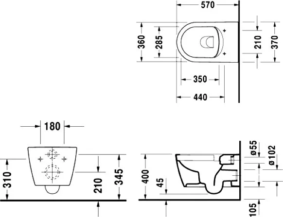 Унитаз подвесной Duravit ME by Starck 45290900A1 Sancos — официальный сайт