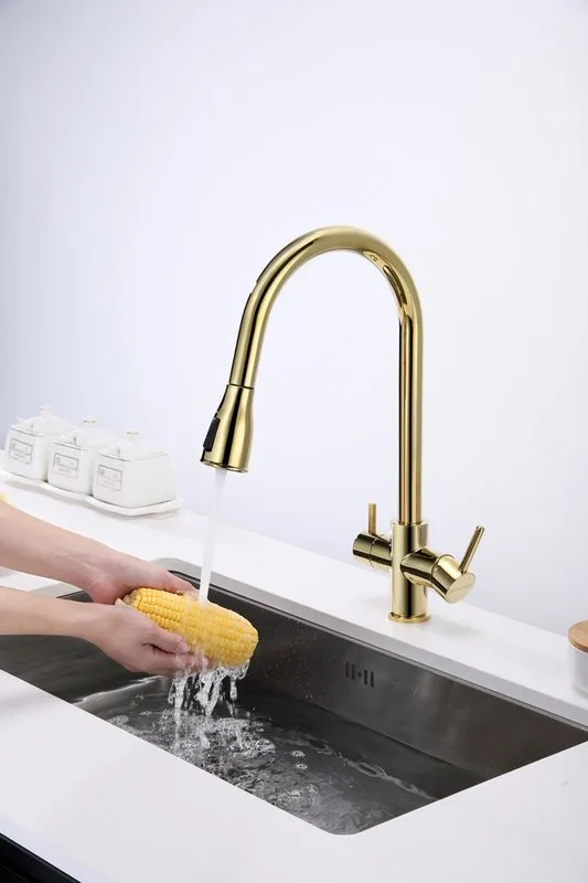 Смеситель для кухни Paulmark Lange 214212-G, золото Sancos — официальный сайт