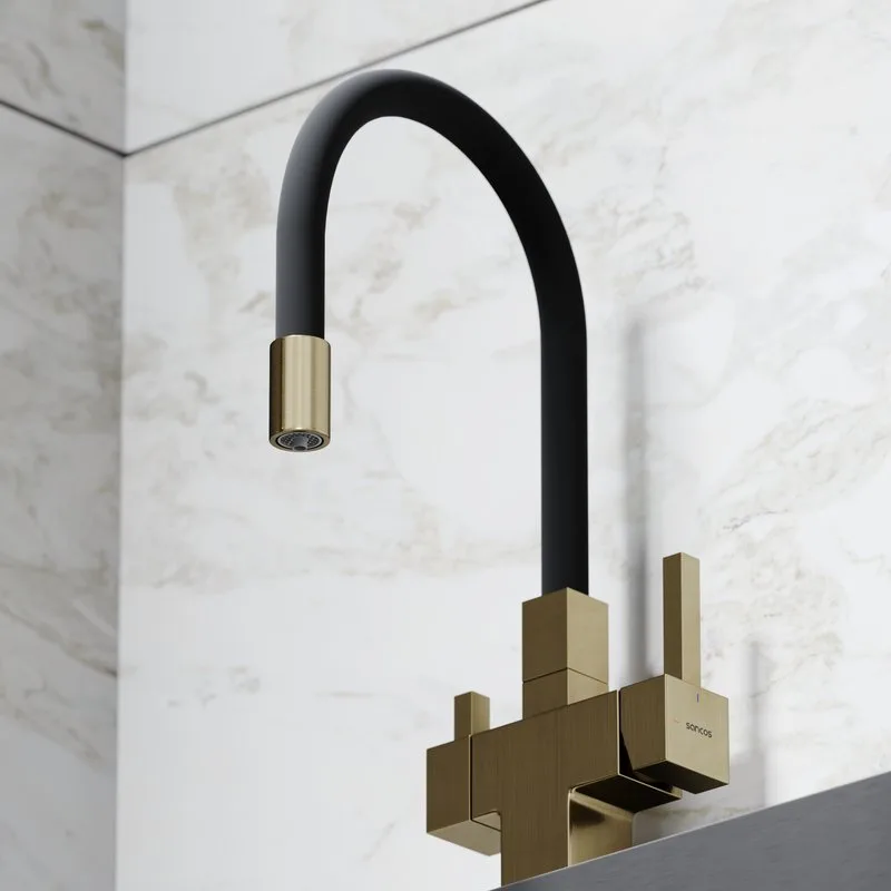 Смеситель для кухни Sancos Arno SC4005BG с гибким изливом, брашированное золото Sancos — официальный сайт