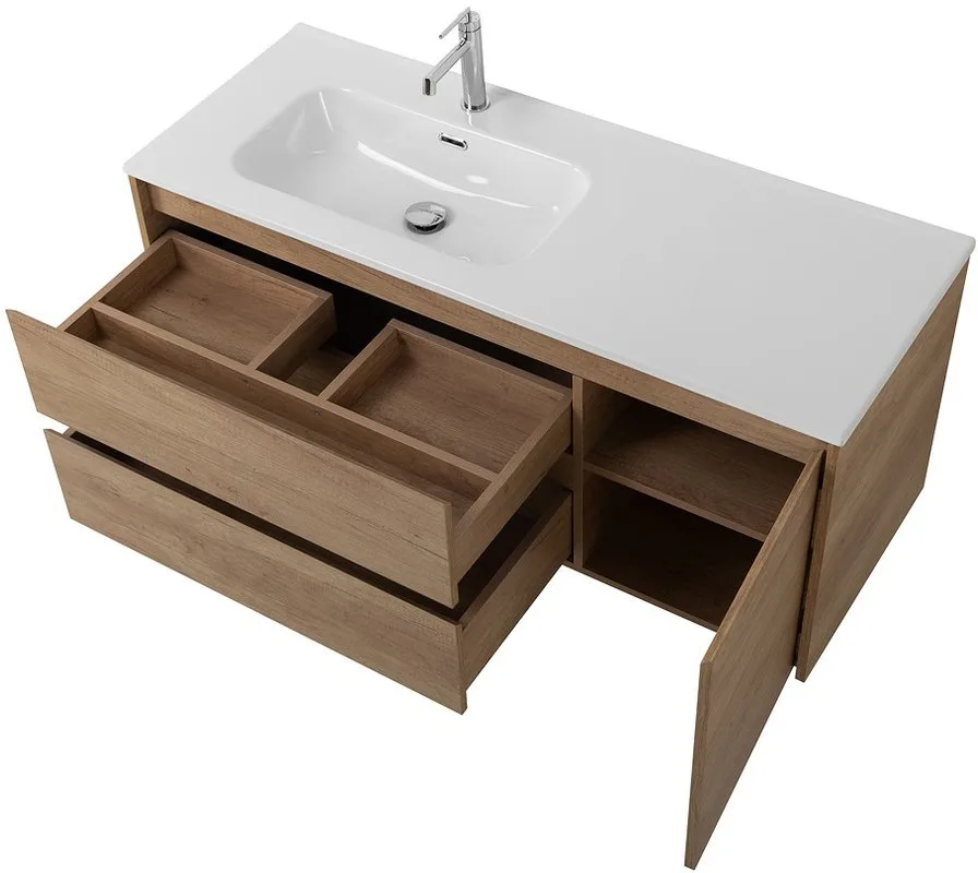 Тумба под раковину без столешницы BelBagno Kraft 120 L, 2 ящика, дверца, rovere nebrasca nature Sancos — официальный сайт