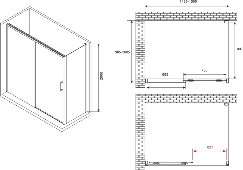 Душевой уголок Abber Komfort AG93150B-S102B 150x100, профиль черный, стекло прозрачное Sancos — официальный сайт