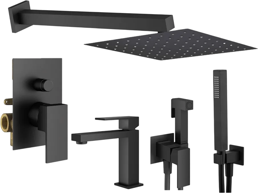 Комплект для ванной Plumberia Selection Tag KITZTG15NO53 С ВНУТРЕННЕЙ ЧАСТЬЮ, черный матовый Sancos — официальный сайт