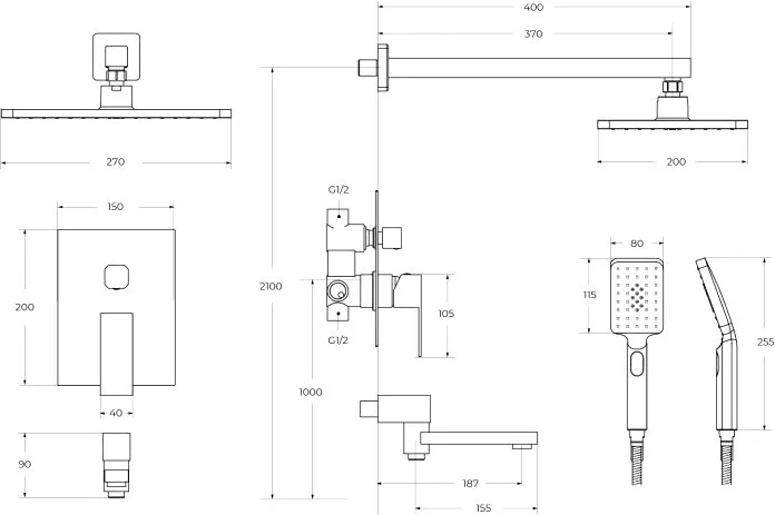 Душевой комплект Cezares Slider SLIDER-VDSET-01, С ВНУТРЕННЕЙ ЧАСТЬЮ, хром Sancos — официальный сайт