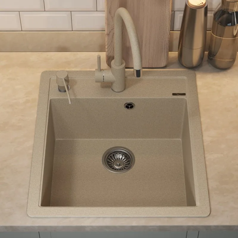 Кухонная мойка кварцевая Uperwood Quartz UPD-07-02, прямоугольная, бежевая Sancos — официальный сайт