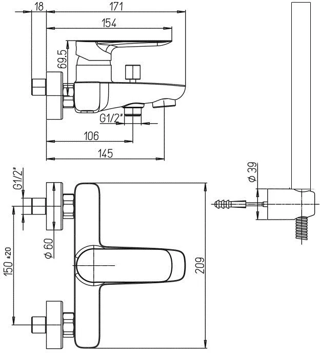 Смеситель для ванны с душем Paini Nove 09PZ100 Sancos — официальный сайт