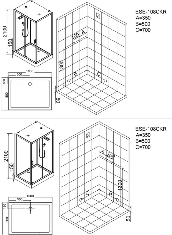 Душевая кабина Esbano Econom ESKE108CKR Sancos — официальный сайт