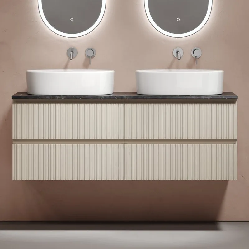 Тумба с раковиной Sancos Snob T 140 beige soft, столешница черный мрамор TT140A1, раковина CN6075 Sancos — официальный сайт