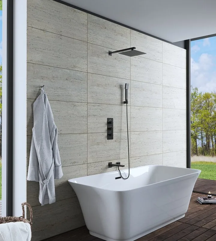 Душевой комплект Timo Petruma SX-5049/03SM, с термостатом, черный Sancos — официальный сайт