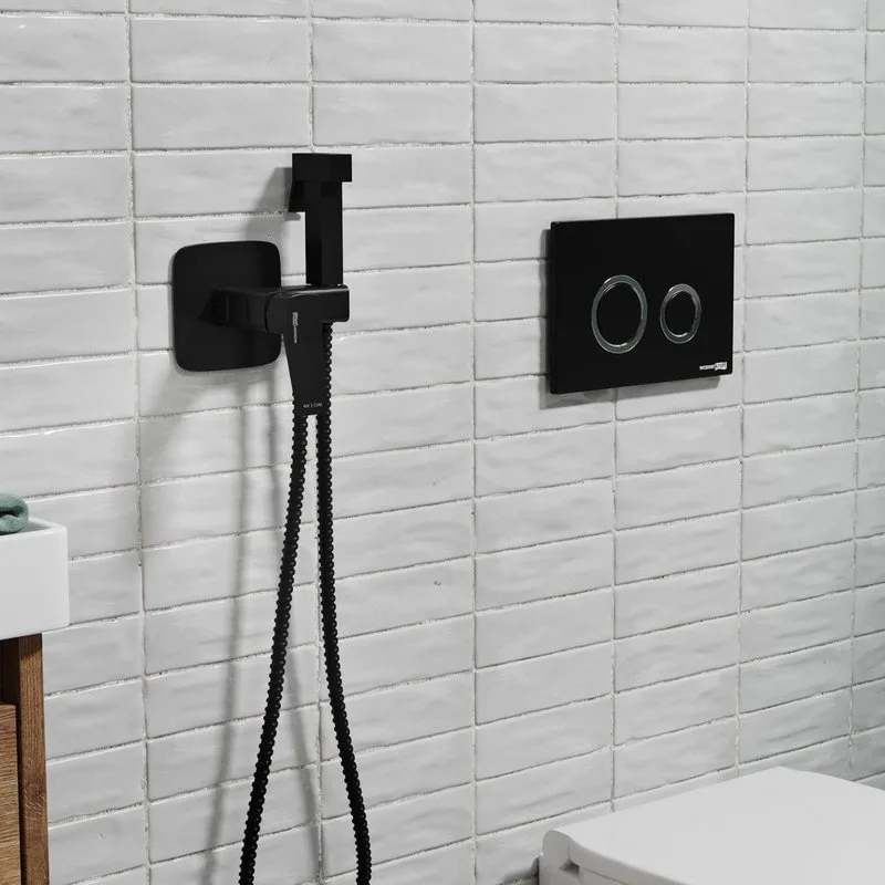 Гигиенический душ Wasserkraft Nuthe 9138 со смесителем, С ВНУТРЕННЕЙ ЧАСТЬЮ, черный soft-touch Sancos — официальный сайт