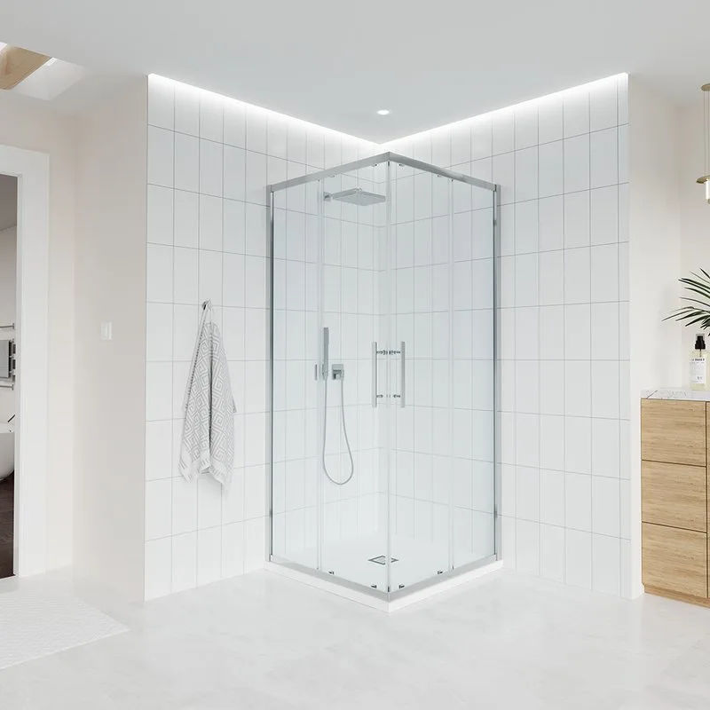 Душевой уголок Veconi Evo 300 CH 110х80 см, профиль глянцевый хром, стекло прозрачное Sancos — официальный сайт