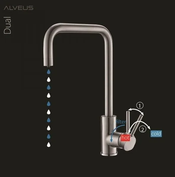 Смеситель для кухни Alveus Dual 1139809 сатинированная сталь Sancos — официальный сайт