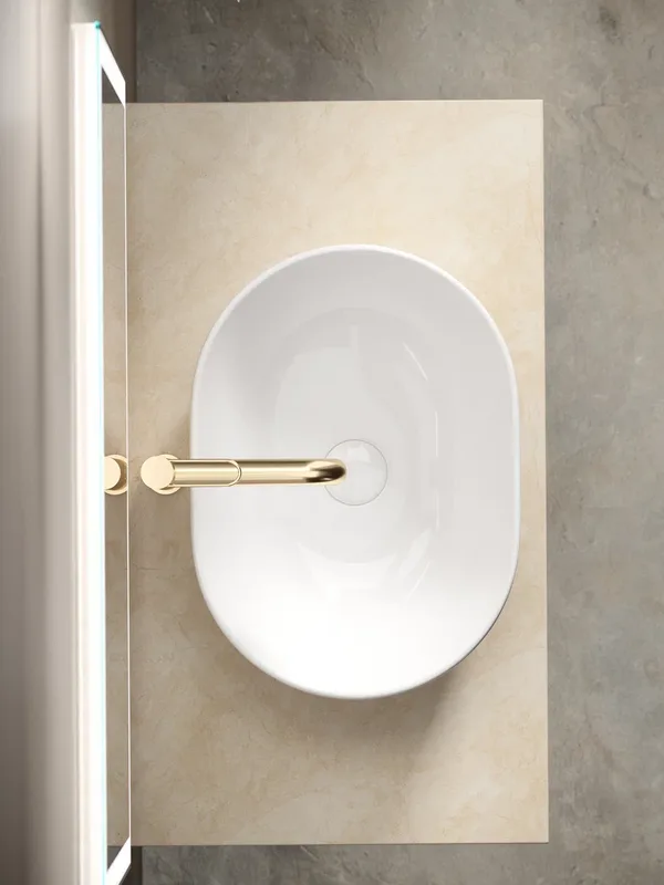 Тумба с раковиной Sancos Snob R 80 см, doha soft, столешница бежевая, раковина CN6019 Sancos — официальный сайт