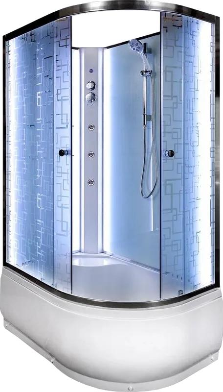 Душевая кабина DTO EM4512LN LED с гидромассажем (120х80х208), высокий поддон (50 см), профиль хром,  Sancos — официальный сайт