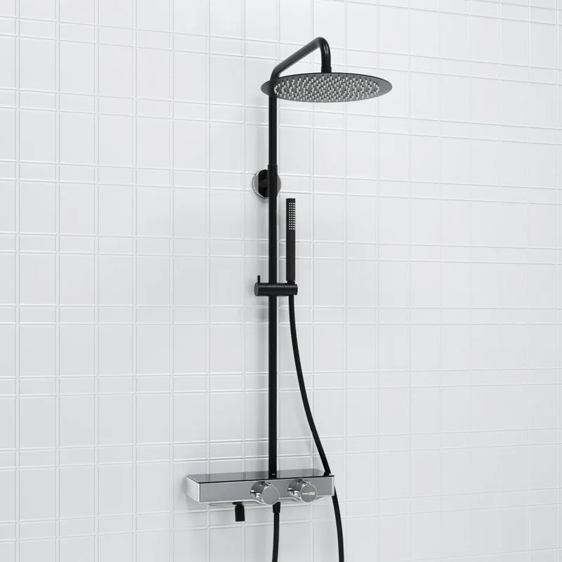 Душевая стойка Wasserkraft Abens 2000 A114.160.217.CB Thermo, с термостатом, черная Sancos — официальный сайт