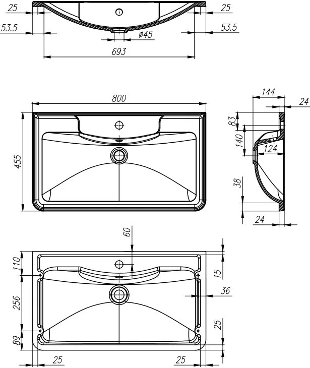 Мебельная раковина BelBagno BB800/455-LV-MR-ALR Sancos — официальный сайт
