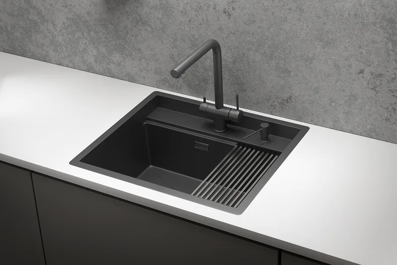 Мойка кухонная Granula Kitchen Space 6051, черный матовый Sancos — официальный сайт