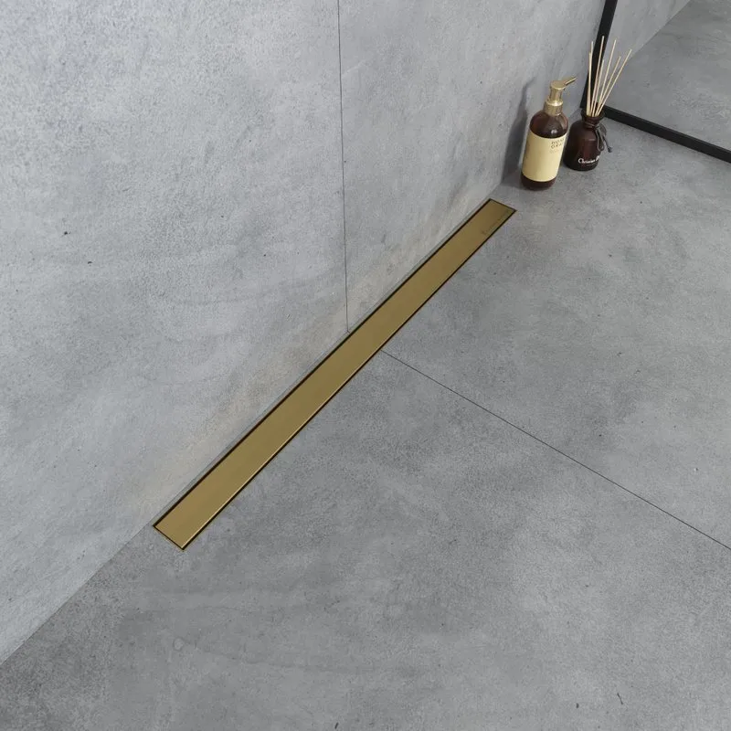 Душевой трап (лоток) Boheme Premium Linear, 80 см, матовое золото Sancos — официальный сайт